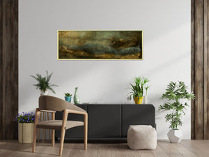 Large Gold and Bronze Textured Abstract Painting – Framed Wall Art | Golden Horizon