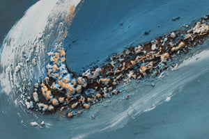 Liquid Horizon – Original Acrylic Painting in White Floater Frame by Edelgard Schroer