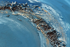 Liquid Horizon – Original Acrylic Painting in White Floater Frame by Edelgard Schroer