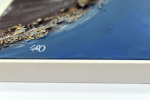 Liquid Horizon – Original Acrylic Painting in White Floater Frame by Edelgard Schroer