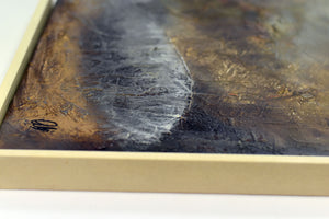Large Gold and Bronze Textured Abstract Painting – Framed Wall Art | Golden Horizon