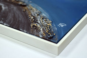 Liquid Horizon – Original Acrylic Painting in White Floater Frame by Edelgard Schroer
