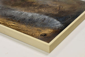Large Gold and Bronze Textured Abstract Painting – Framed Wall Art | Golden Horizon