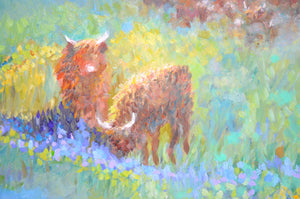 Highlanders on the Loch Scottish Highland Landscape