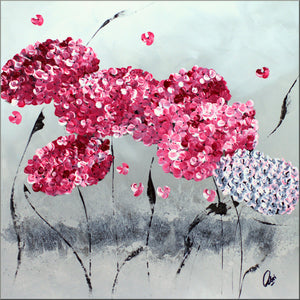 Red Hortensia – Original Pink Hydrangea Floral Painting by Edelgard Schroer