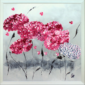 Red Hortensia – Original Pink Hydrangea Floral Painting by Edelgard Schroer