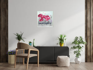 Red Hortensia – Original Pink Hydrangea Floral Painting by Edelgard Schroer