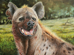 Ute, Queen of Ngorongoro | Spotted Hyena Wildlife Painting by Jeff Cain