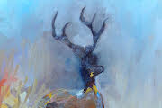 Original Stag Oil Painting Impressionistic Wildlife Art