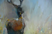 Original Stag Oil Painting Impressionistic Wildlife Art