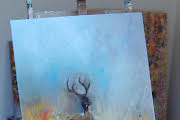 Original Stag Oil Painting Impressionistic Wildlife Art