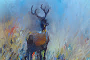 Original Stag Oil Painting Impressionistic Wildlife Art