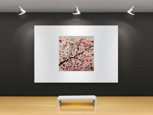 Cherry Blossom Painting  Original Pink and Red Floral Art - Cherry Blooming