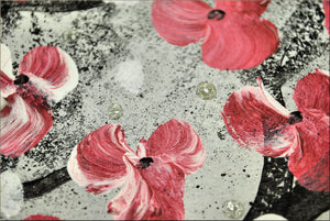 Cherry Blossom Painting  Original Pink and Red Floral Art - Cherry Blooming
