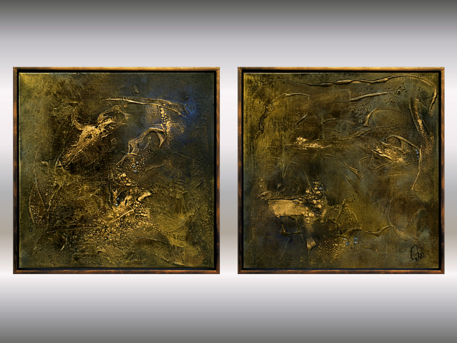 Angel’s Kiss – Original Textured Abstract Diptych by Edelgard Schroer