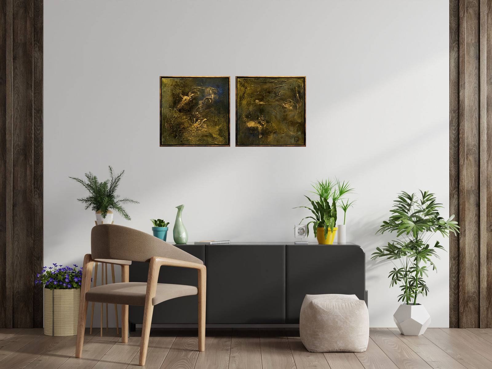Angel’s Kiss – Original Textured Abstract Diptych by Edelgard Schroer