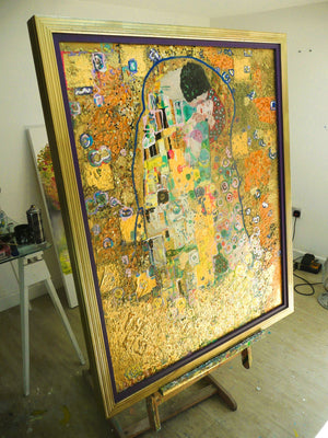 The Kiss – Klimt-Inspired Original Oil Painting by Lesley Blackburn