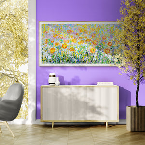 Daisy Blooms – Original Drip Painting by Lesley Blackburn