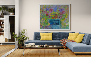 Sunflowers, Stocks & Roses | Large Original Floral Oil Painting | 48” x 40” | Lesley Blackburn