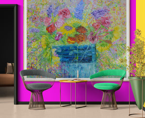 Sunflowers, Stocks & Roses | Large Original Floral Oil Painting | 48” x 40” | Lesley Blackburn
