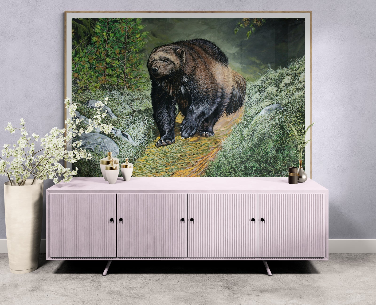 The Sweet Scent of Musk Deer | Wolverine Wildlife Painting by Jeff Cain