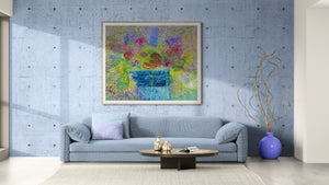 Sunflowers, Stocks & Roses | Large Original Floral Oil Painting | 48” x 40” | Lesley Blackburn