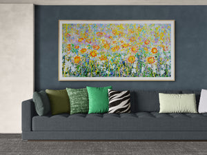 Daisy Blooms – Original Drip Painting by Lesley Blackburn