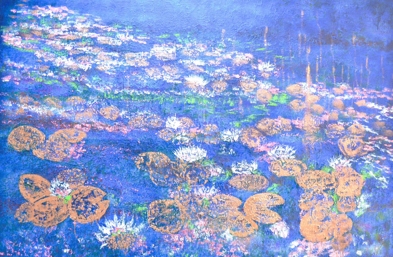 The Midnight Waterlilies | Original Impressionistic Painting by Lesley Blackburn