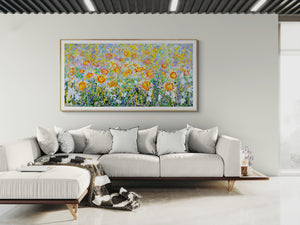 Daisy Blooms – Original Drip Painting by Lesley Blackburn