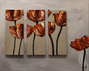 Crimson Bloom – Original 3D Floral Painting on Linen by Edelgard Schroer