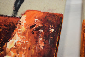 Crimson Bloom – Original 3D Floral Painting on Linen by Edelgard Schroer