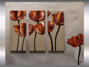 Crimson Bloom – Original 3D Floral Painting on Linen by Edelgard Schroer