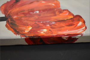 Crimson Bloom – Original 3D Floral Painting on Linen by Edelgard Schroer