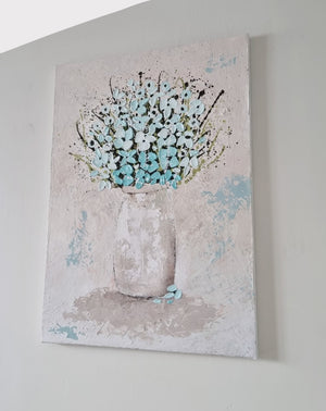 Turquoise Dream – Original Textured Floral Painting by Cinzia Mancini