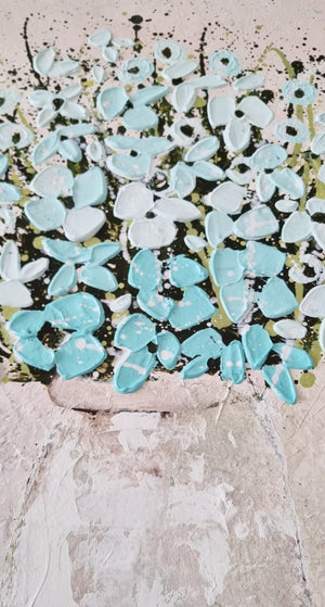 Turquoise Dream – Original Textured Floral Painting by Cinzia Mancini