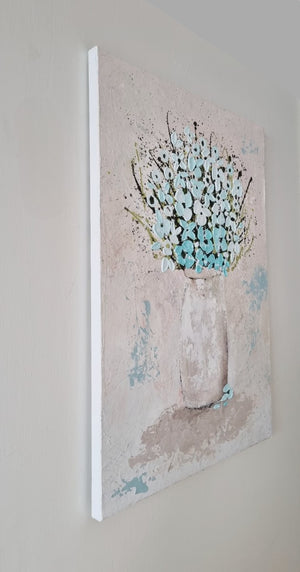 Turquoise Dream – Original Textured Floral Painting by Cinzia Mancini