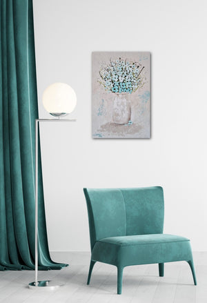 Turquoise Dream – Original Textured Floral Painting by Cinzia Mancini