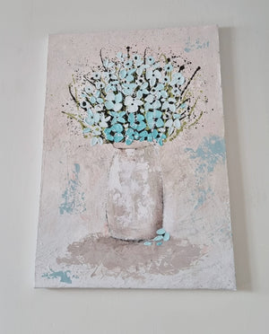 Turquoise Dream – Original Textured Floral Painting by Cinzia Mancini
