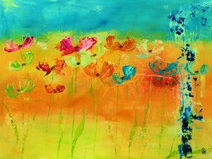 Blooming Light – Original Floral Abstract Painting by Edelgard Schroer