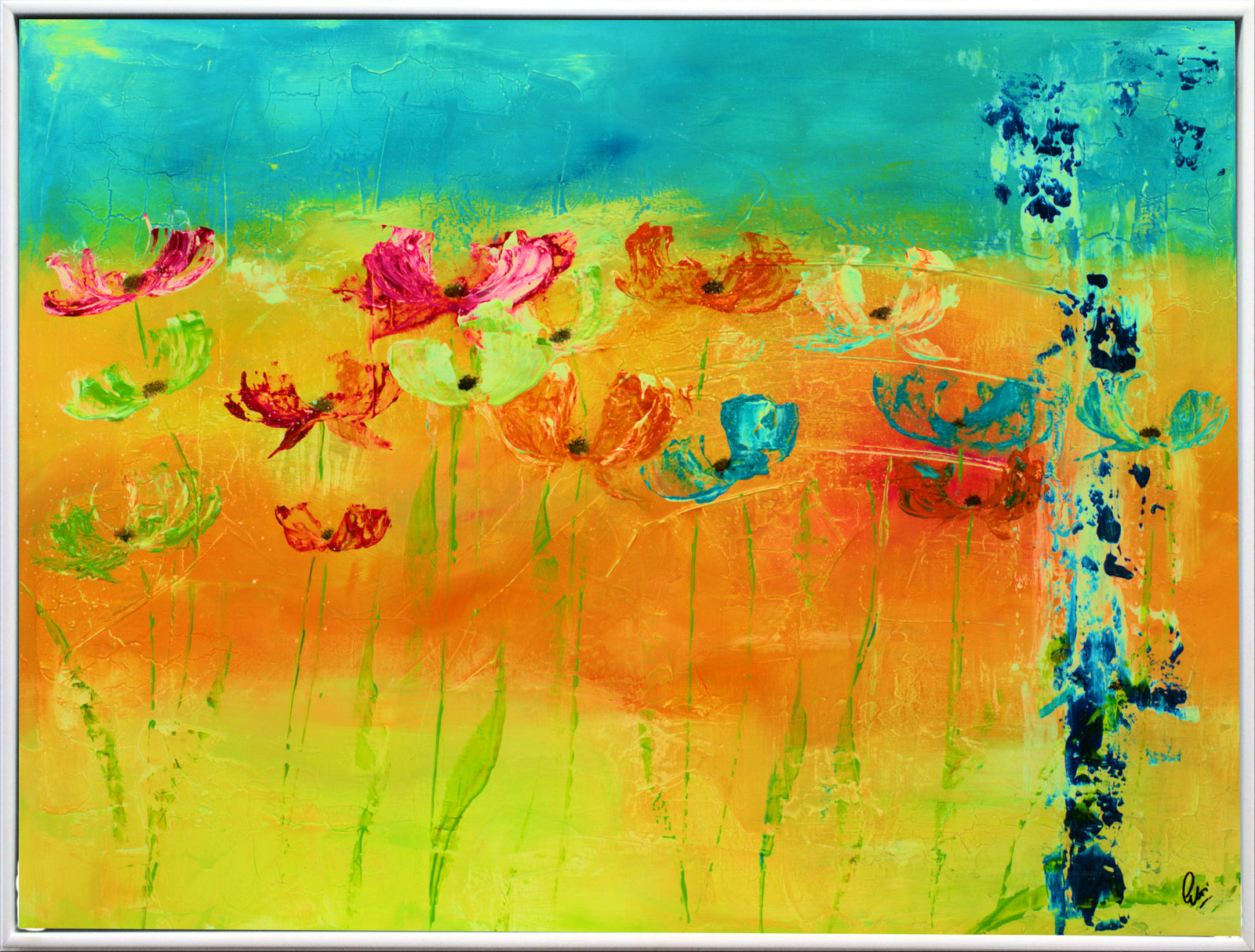 Blooming Light – Original Floral Abstract Painting by Edelgard Schroer