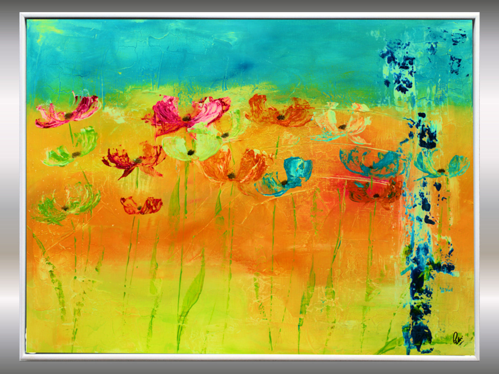Blooming Light – Original Floral Abstract Painting by Edelgard Schroer