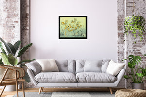Gold and Cream Poppy Flower Painting – Original Framed Floral Wall Art | Golden Poppies