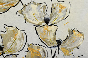Gold and Cream Poppy Flower Painting – Original Framed Floral Wall Art | Golden Poppies