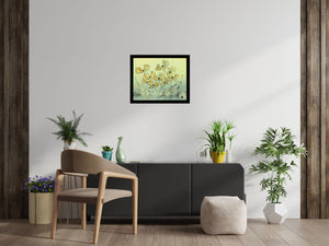 Gold and Cream Poppy Flower Painting – Original Framed Floral Wall Art | Golden Poppies