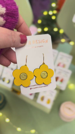 Flower Power Statement Earrings Neon Pink