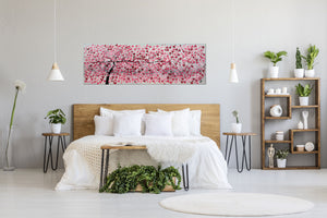 Pink Blossom Tree Painting – Large Panoramic Floral Art | Promise of Spring