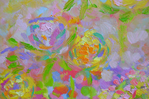 Sunflowers, Stocks & Roses | Large Original Floral Oil Painting | 48” x 40” | Lesley Blackburn