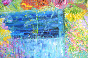 Sunflowers, Stocks & Roses | Large Original Floral Oil Painting | 48” x 40” | Lesley Blackburn