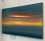 Lighting Up the Silver Abstract Seascape Sunset Painting