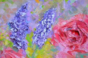 Sunflowers, Stocks & Roses | Large Original Floral Oil Painting | 48” x 40” | Lesley Blackburn